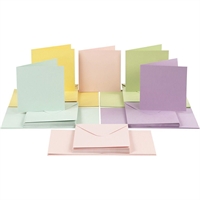 Pastelfarver konvolut med kort, 50 sæt 16x16 og 15x15 - 50 sæt