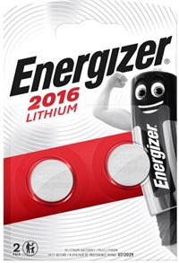 Batteri Energizer CR2016,   2  stk. pr. pk.