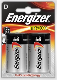 Batteri Energizer MAX D/E95, 2 stk. pr. pakke