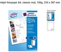 Avery fotopapir inkjet Superior mat A4, 150gram 2579-100