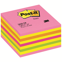 3M Post-it, Kubusblok 2028NP,  Neon Pink, 76 x 76mm, 450 blade