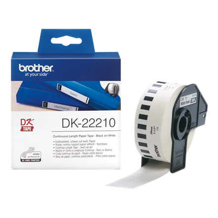 Brother DK22210 -  Papirtape 29mm HVID - 30,48 meter