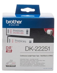 Brother DK22251 - Labels i SORT/RØD - 62mm x 15,24m