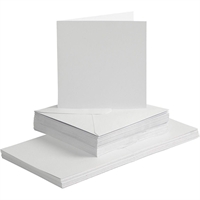 Hvid konvolut med kort, 50 sæt 16x16 og 15x15 - 50 sæt