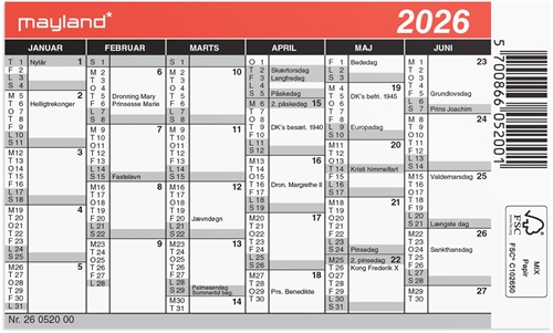 Mayland Mini kalender 2026 nr. 26052000