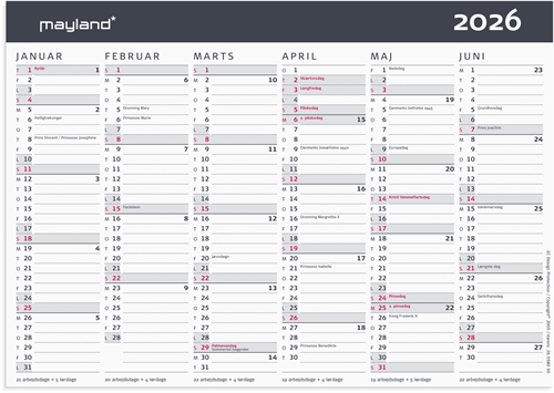 Mayland Kontorkalender Moderne A5 2026 nr. 26058050