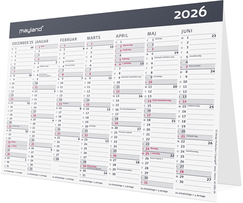Mayland Kontor-bordkalender Moderne A5 2026 nr. 26058100