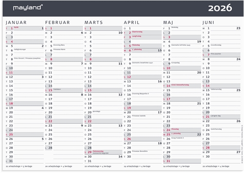 Mayland Kontorkalender Moderne A4 2026 nr. 26059050