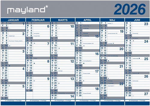 Mayland Kæmpekalender 2x6 mdr. papir 2026 nr. 26064000