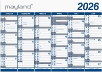 Mayland Kæmpekalender 2x6 mdr. PP-plast rør 2026 nr. 26065400