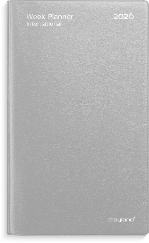 Mayland Week Planner International tværformat sølv vinyl 2026 nr. 26085400