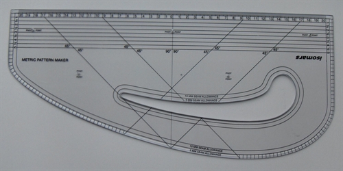 Mønster kurve lineal Designer skabelon 45cm / 18" ærmelineal 