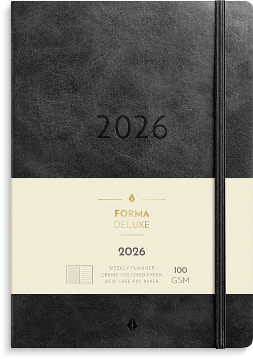Mayland A5 Forma Deluxe ugekalender tværf. sort kunstskind 2026 nr. 26200620