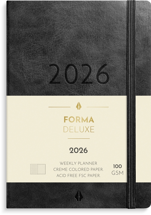 Mayland A6 Forma Deluxe ugekalender tværf. sort kunstskind 2026 nr. 26201400