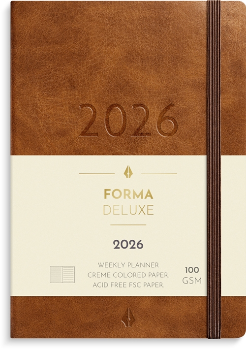 Mayland A6 Forma Deluxe ugekalender tværf. brun kunstskind 2026 nr. 26201410
