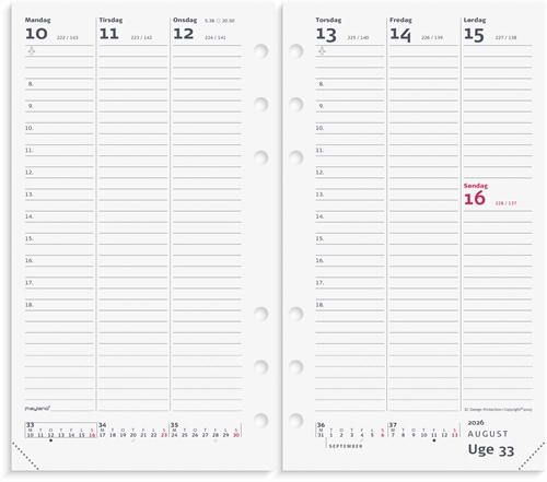 Mayland System PP ugekalender højformat REFILL 2026 nr. 26275000