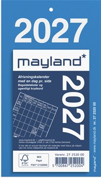 Mayland Afrivningskalender m/bagsidetekst 2027 nr. 27252000