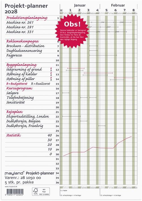 Mayland Projekt Planner grøn 2028 nr. 28105000