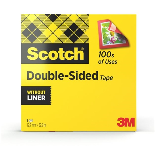 3M Scotch dobbeltklæbende tape - 12,7 mm x 32,9 m (stor kerne 7,6 cm)