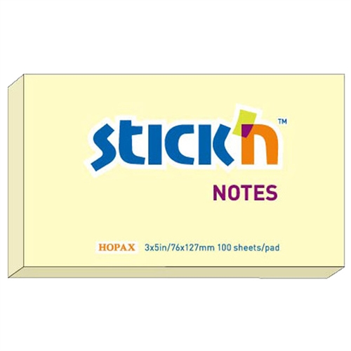 Notes, Stick\'n, memoblok 76 x 127 mm (ligner 3M post-it 655)