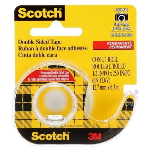 3M dobbeltklæbende tape 136D - 12 mm. x 6,3m.