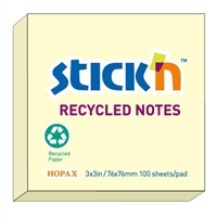 Stick'n Recycled Notes, 76x76mm - 100 blade, Gul
