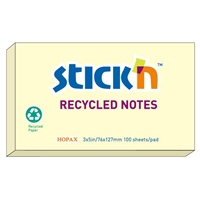 Stick'n Recycled Notes, 76x127mm, 100 blade, Gul