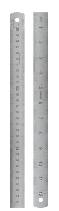 Metallineal AMI stållineal 30cm med centimetermål og tommemål