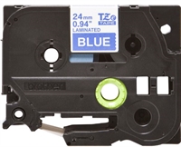 Brother TZe-555 tape 24mm, hvid tekst på blå tape, TZ 555