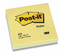 3M Post-it blokke 654, 12/pk. 76 x 76mm, GUL