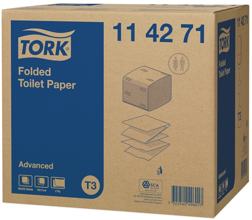 Tork Advanced toiletpapir ark, 114271, T3, 2 lags, 36 x 242 ark.