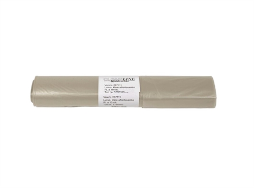 Affaldssække 100L i klar genbrugsplast 53my Luksus 70x110 cm - 10 stk/rulle