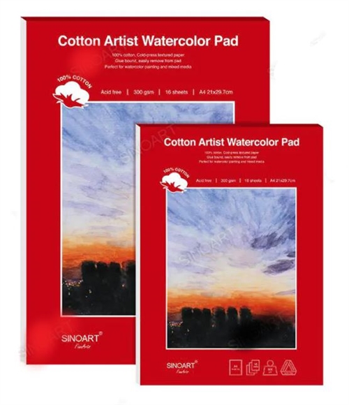 Akvarelblok A3 bomuld 300g