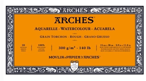 Arches akvarel blok 300g  15x30cm  20ark/blok