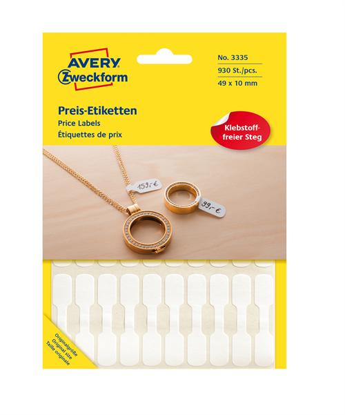 Avery ringetiket 49x10 mm 930 stk. prisetiket "kødben"