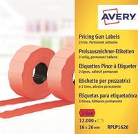 Avery prismærker rød RPLP-1626 Permanent 16x26mm 10 rl. pr. ks.