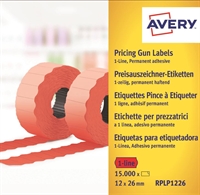 Avery prismærker rød RPLP-1226 Permanent  12x26mm 10 rl. pr. ks.