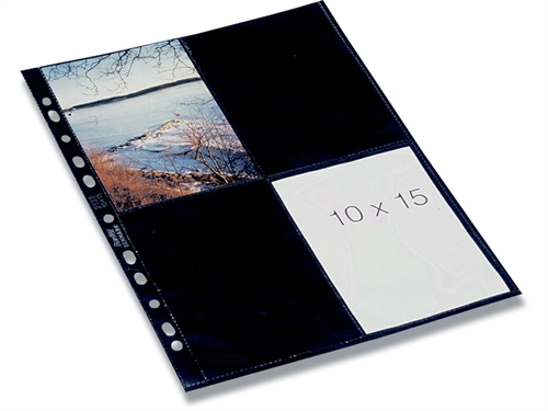 Fotolommer Bantex, 10x15 sorte Højformat 10 pr. pose, 2x4 billeder