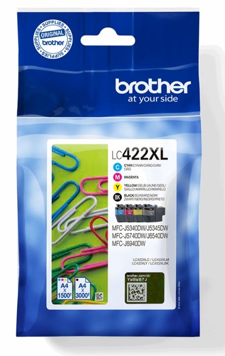 Brother LC 422xl blæk multipack  farve BK C Y og M