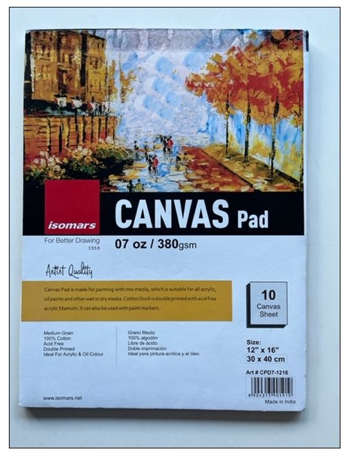 Canvas blok 12x16" = 30 x 40cm 380gr. bomuld