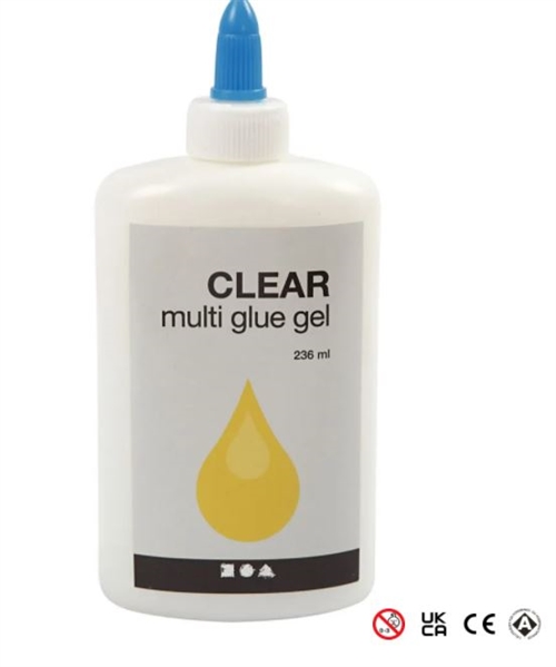 Clear Multi Glue Gel 236ml. flaske - klar lim, vandbaseret