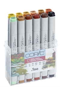 COPIC marker sæt Efterår´s Farver med 12 stk. leveres i plastdisplay