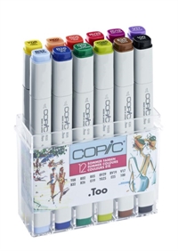 COPIC marker sæt Sommer Farver med 12 stk. leveres i plastdisplay