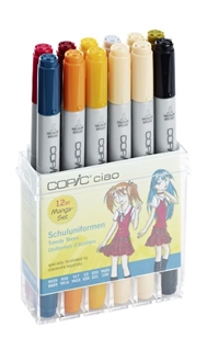 Copic marker CIAO Skoleuniformer, sæt med 12 farver. incl. plastdisplay