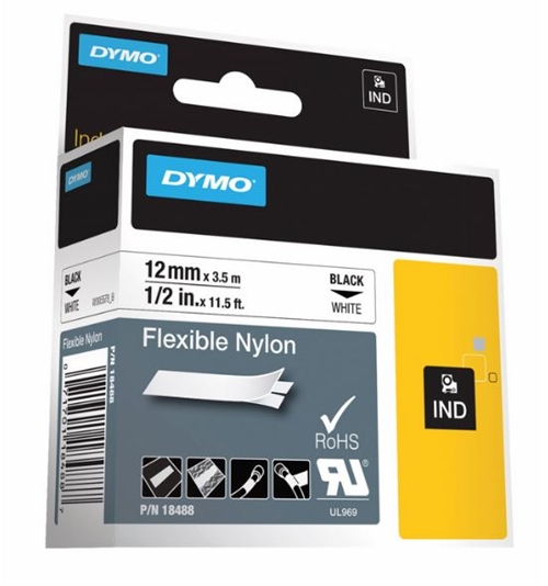 Dymo Rhino Labeltape vinyl 12mm - mange farver 