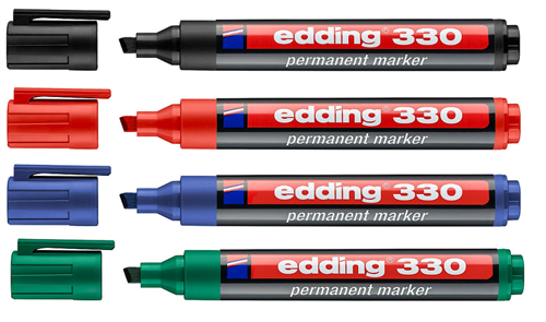 Edding 330 permanent marker med skrå spids - 10 pr. æske