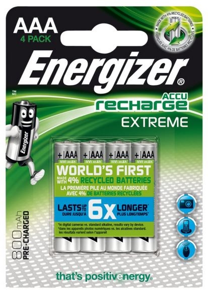 Batterie ENERGIZER RECHARGE EXTREME AAA 800MAH  4 stk. pr. pk