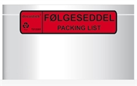 Følgeseddel Packinglist lomme C65 med tryk, 25 x 28,5cm