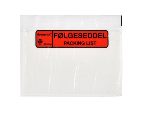 Følgeseddellomme C6 med tryk 165x122 mm - 1000 stk.