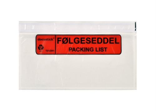 Følgeseddel packinglist lomme C65/DL 225x122 mm 1000 stk.